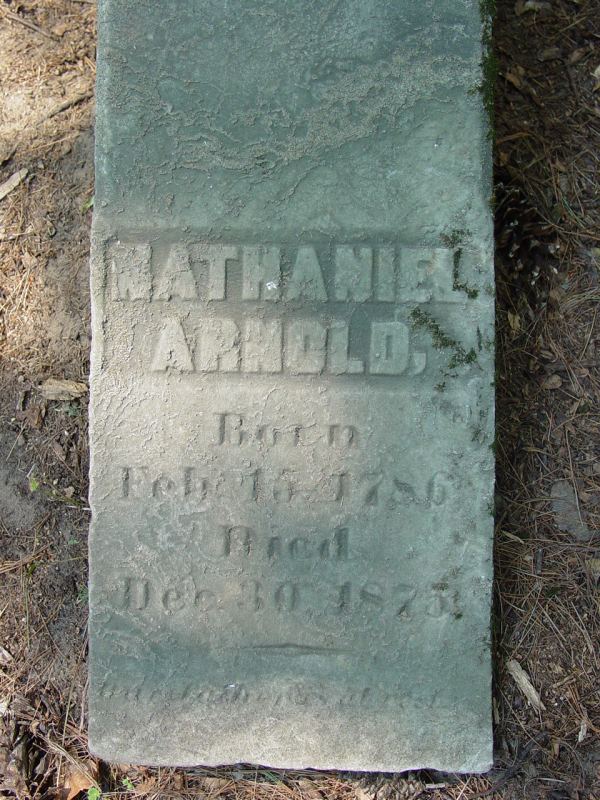 photo of Nathaniel Arnold gravestone in Dunham Cemetery, Stillwater